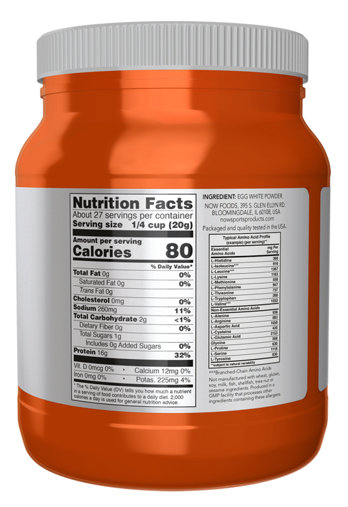 Image of Egg White Protein, Protein Powder 544g nutritional facts