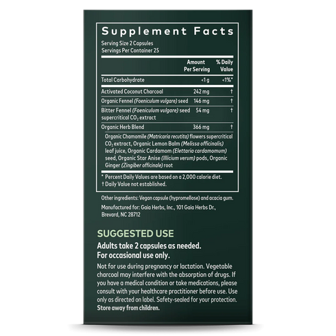 Image of Gas & Bloating 50vcaps supplement facts