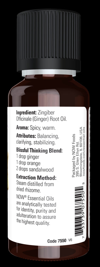 Image of NOW Pure GINGER OIL (Zingiber Officinale) ingredients