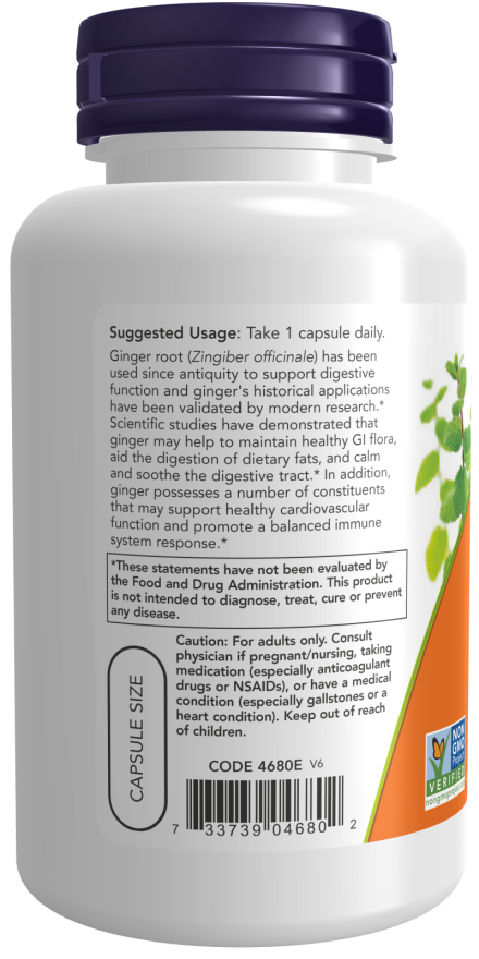 Image of Ginger Root 550mg 100vcaps suggested usage