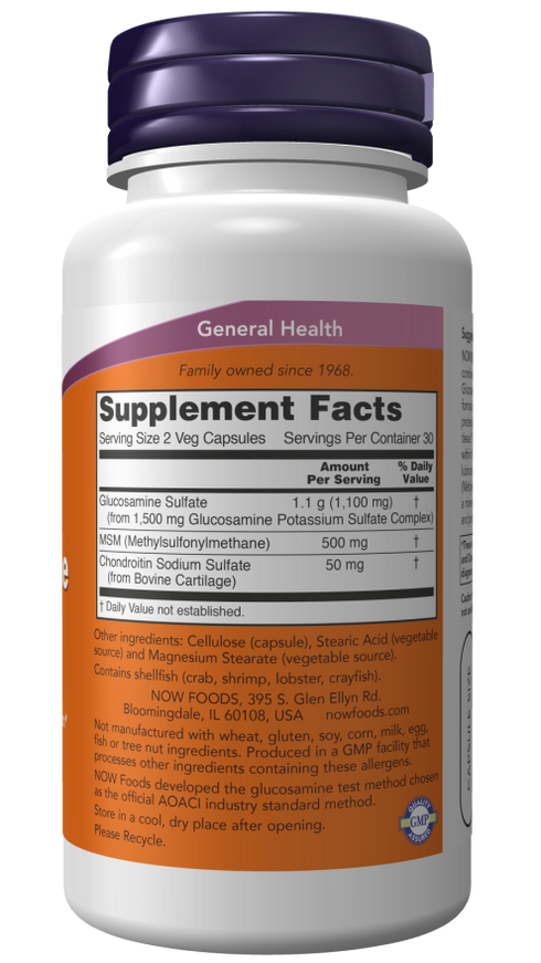 Image of Glucosamine & MSM 60vcaps supplement facts