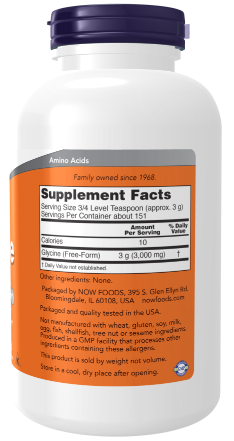 Image of Glycine Pure Powder 454g supplement facts