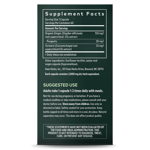 Image of Ginger Supreme 60vcaps supplement facts