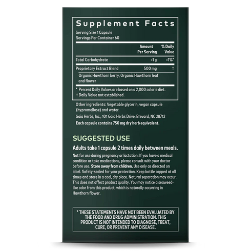 Image of Hawthorn Supreme 60vcaps supplement facts