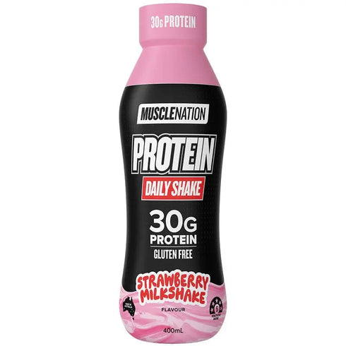 Protein Daily Shake Box of 12 Strawberry Milkshake 12 x 400ml-Muscle Nation-Matakana Pharmacy