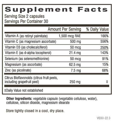 Image of Immune Essentials 60caps supplement facts