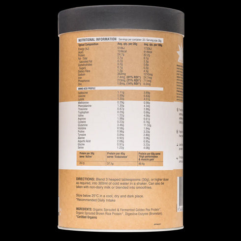 Raw Protein Isolate Natural nutritional information