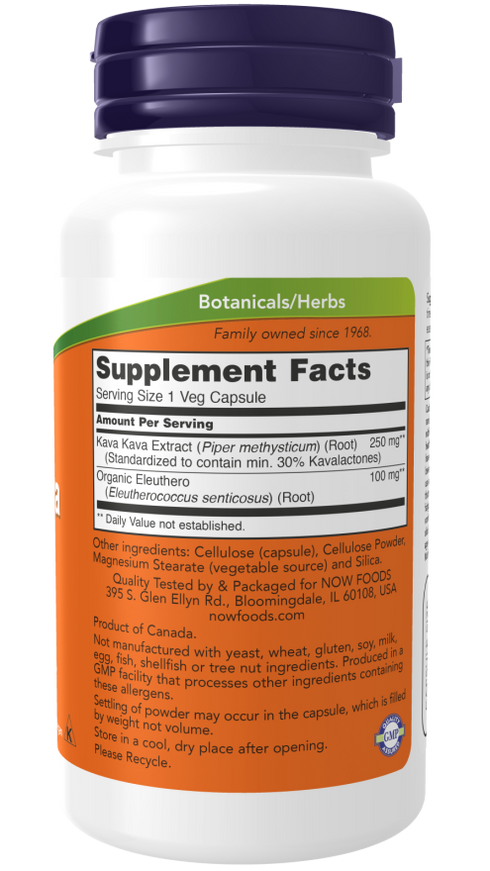 Image of Kava kava Extract 250mg 60vcaps supplement facts