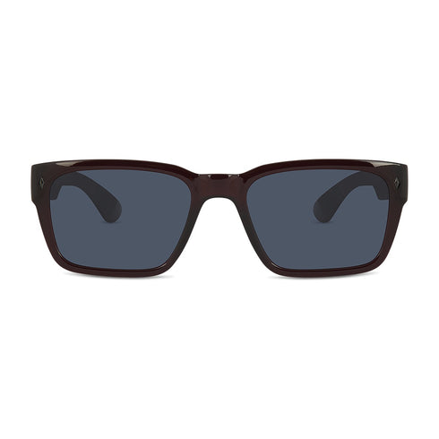 Wollumbin Kirra men's sunglasses, wine frame with smoke polarised lens, front
