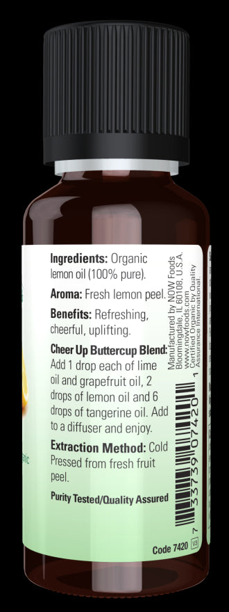 Image of NOW ORGANIC LEMON OIL (Citrus Limon) ingredients