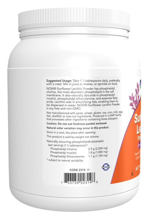 Image of Sunflower Lecithin Pure Powder NON-GMO 454g suggested usage