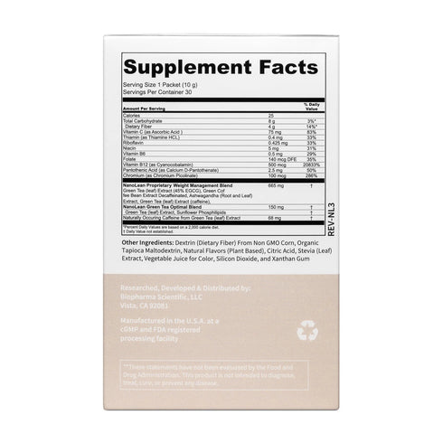 Image of Nanolean Powder 300g supplement facts
