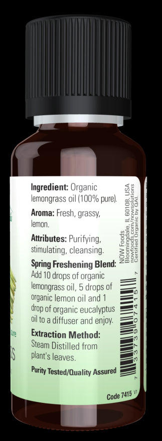 Image of NOW ORGANIC LEMONGRASS OIL (Cymbopogon Flexuosus) ingredients