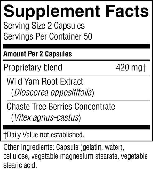 Wild Yam & Chaste Tree 100 Capsules-Matakana Pharmacy