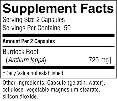Burdock 100 Capsules-Matakana Pharmacy