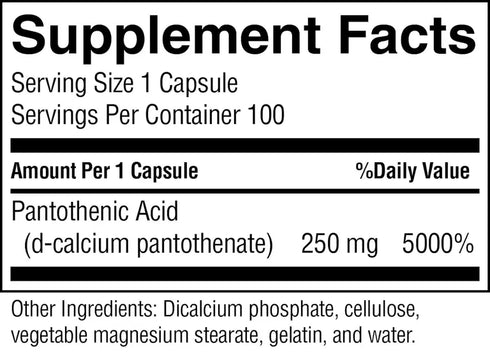 Pantothenic Acid 100 Capsules-Matakana Pharmacy