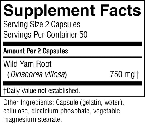 Wild Yam 100 Capsules-Matakana Pharmacy