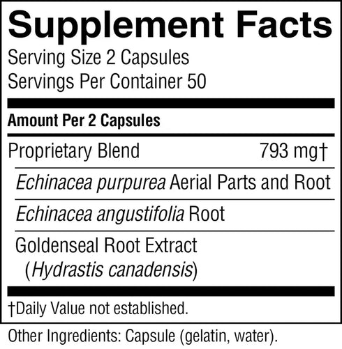Echinacea Goldenseal 100 Capsules-Nature's Sunshine-Matakana Pharmacy