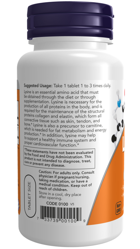 Image of L-Lysine 500mg 100tabs suggested usage