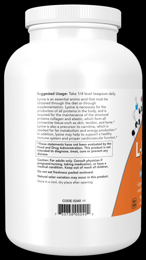 Image of L-Lysine Pure Powder 454g suggested usage