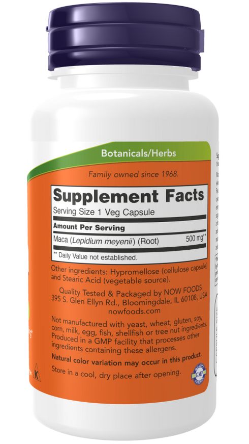 Image of Maca 500mg 100vcaps supplement facts