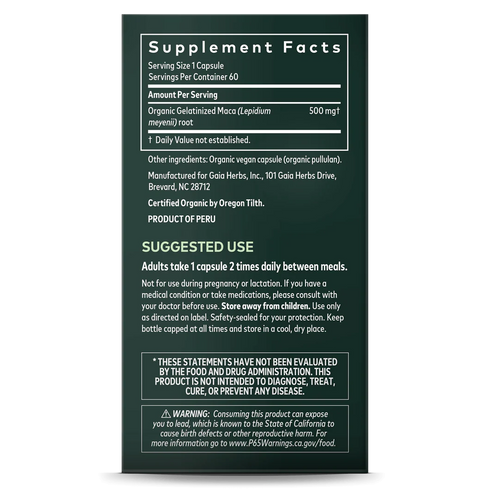 Image of Maca Root 60vcaps supplement facts