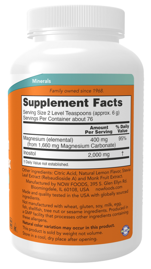 Image of Magnesium Inositol Relax Powder 454g supplement facts