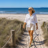 Walking the dunes in Walkable Beach Malibu pistachio jandals