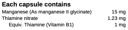 Image of Manganese Plus 90 tablets ingredients