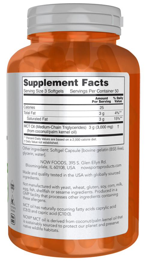 Image of MCT Oil 1000mg 150sgcaps supplement facts