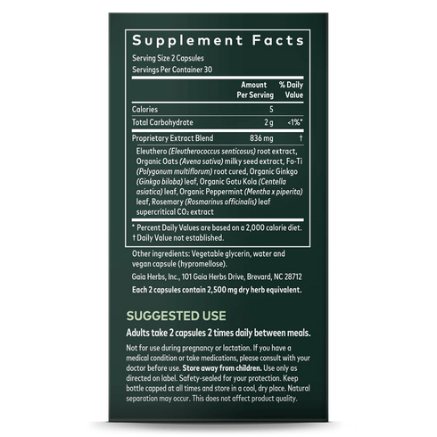 Image of Mental Alertness 60vcaps supplement facts