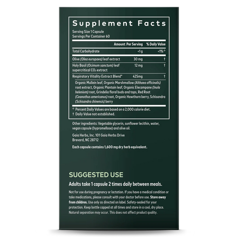 Image of Mighty Lungs 60vcaps supplement facts