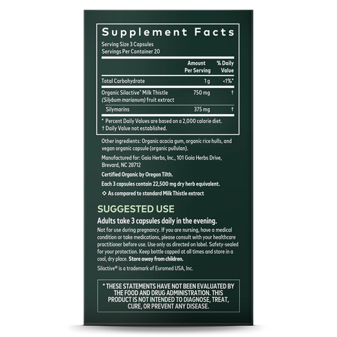 Image of Milk Thistle 60vcaps supplement facts
