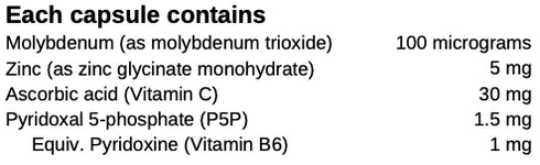 Image of Moly Zinc 60caps ingredients