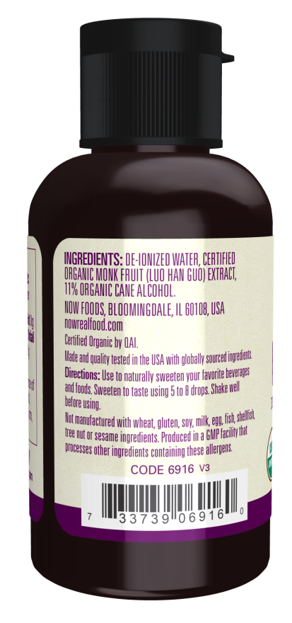 Image of Monk Fruit, Organic Liquid Sweetener Original 59ml ingredients