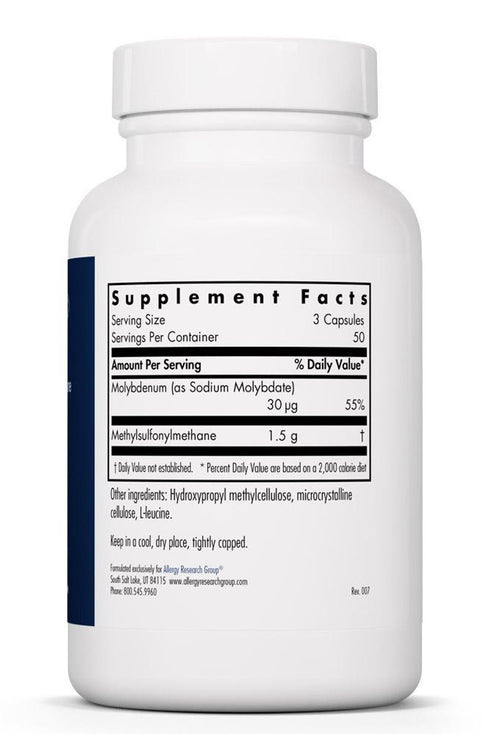 Image of MSM 500mg 150caps supplement facts