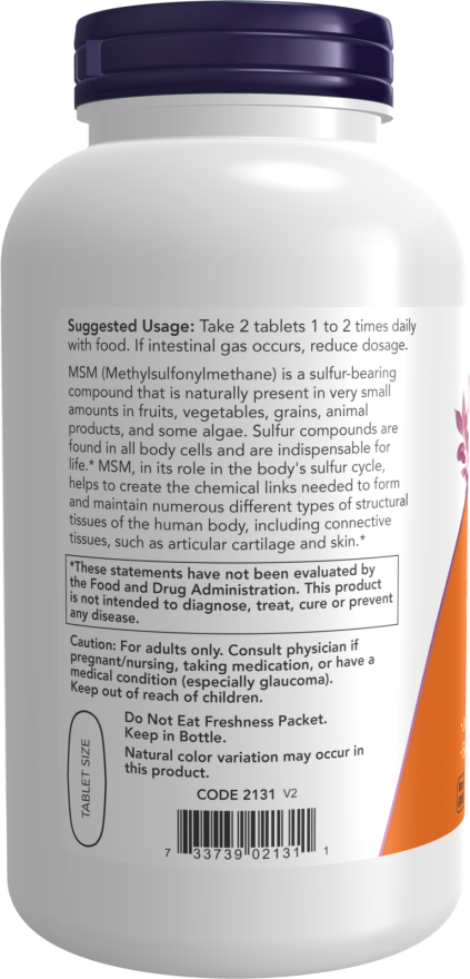 Image of MSM 1500mg 200tabs suggested usage