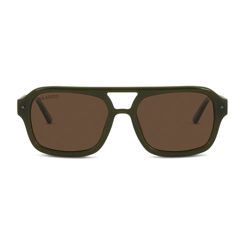 Wollumbin Mullumbimby unisex sunglasses, forest frame with brown polarised lens, front