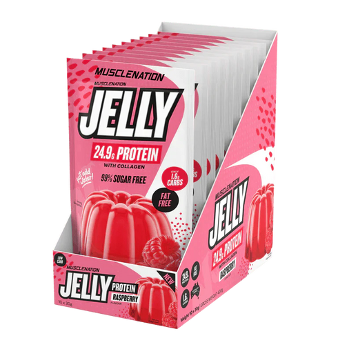 Protein Jelly Raspberry Box 10 x 30g-MuscleNation-Matakana Pharmacy