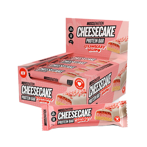 Cheesecake Protein Bar Strawberry Box of 12 x 60g-MuscleNation-Matakana Pharmacy