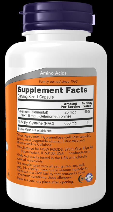 Image of NAC 600mg 100vcaps supplement facts