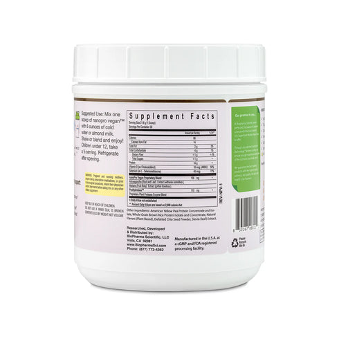 Image of Nanopro Vegan (Vanilla Toffee) Powder supplement facts