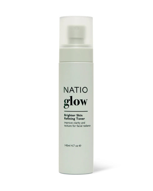 Natio Glow skincare bottle on a white background