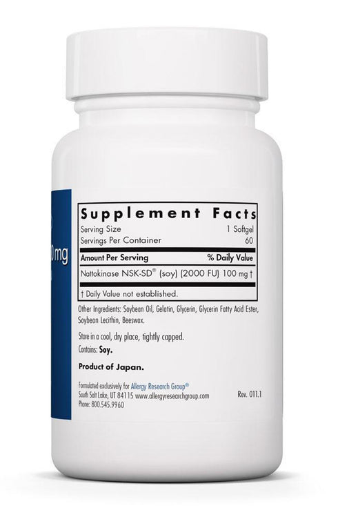 Image of Nattokinase NSK-SD (100mg) 60sgcaps supplement facts