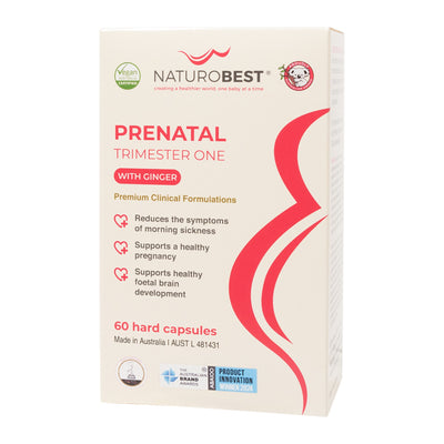 NaturoBest Prenatal Trimester One with Ginger, 60 capsules, front of pack