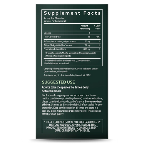 Image of Nootropic Focus 20vcaps supplement facts