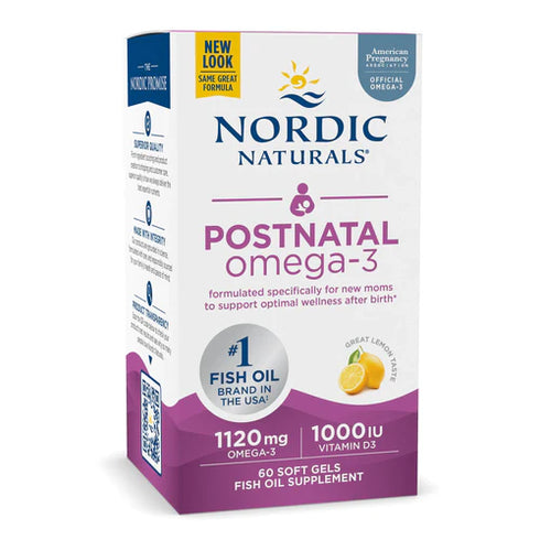 Postnatal Omega 3 Lemon 60 Soft Gel Capsules-Nordic Naturals-Matakana Pharmacy