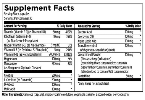 Image of Mito NRG Complex supplement facts