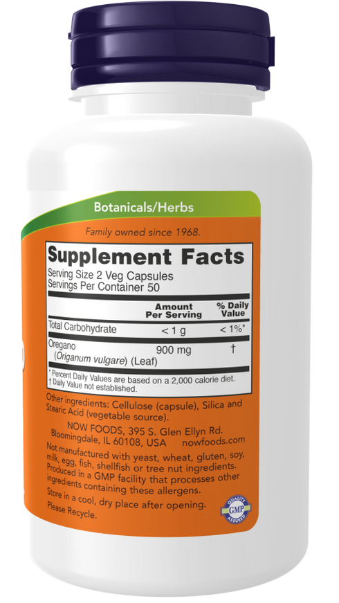 Image of Oregano 450mg 100vcaps supplement facts
