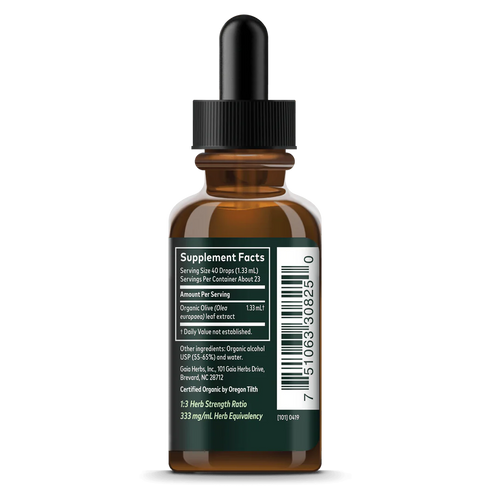 Image of Olive Leaf Liquid 30ml supplement facts